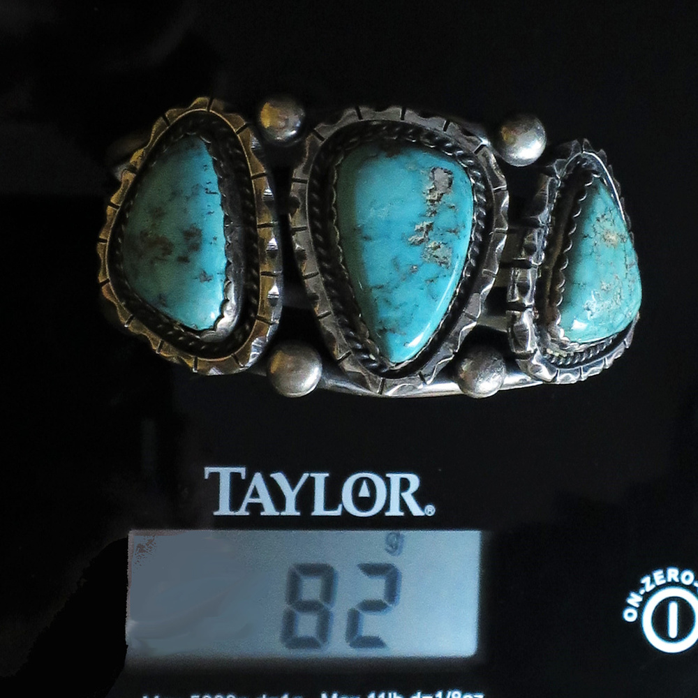 Herman Smith Navajo Sterling and Turquoise Cuff - Picture 6 of 8